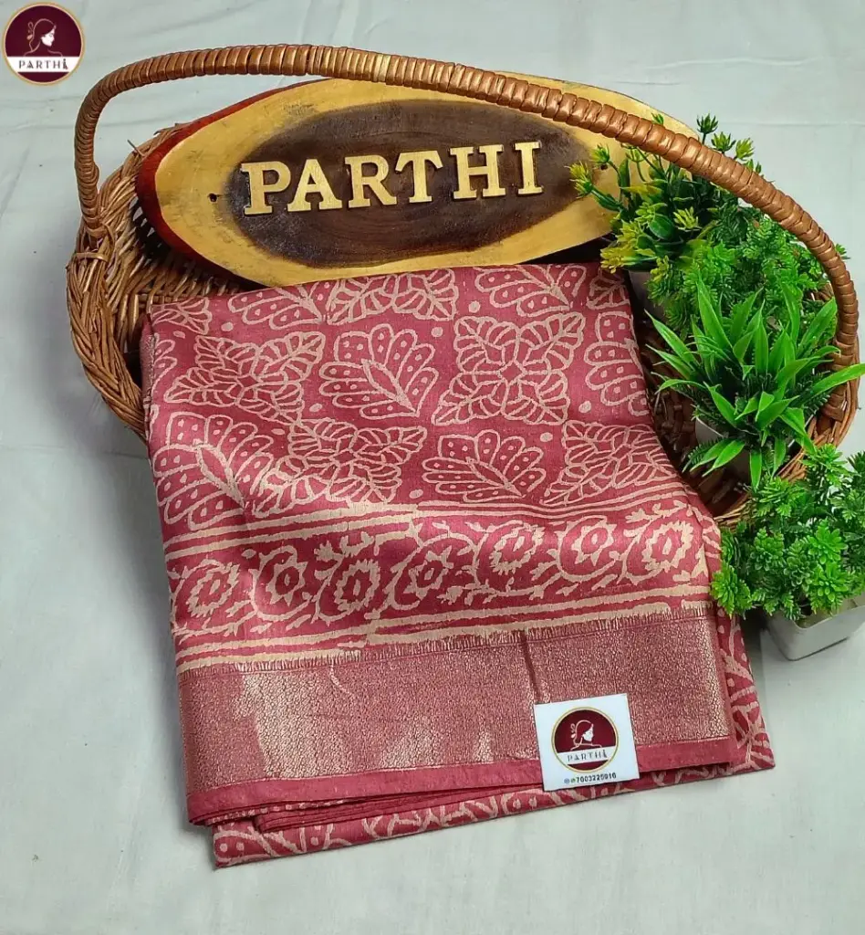 Maheshwari Eco Silk Saree – Pink Color (Vegetable Dyed)