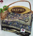 Kalamkari Modal Silk Saree with Blouse Piece – Blue-Brown, Vegetable Dyed