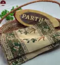 Kalamkari Modal Silk Saree with Blouse Piece – Green-brown, Vegetable Dyed