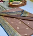 Brown Dual Tone Katan Banarasi Silk Saree with Zari Border & Contrast Blouse Piece | Premium Ethnic Wear