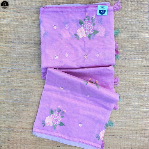 Pink Saree with Embroidery Work,  Unstitched Blouse Piece, Perfect For Summer, Daily Wear Saree