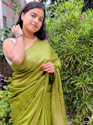 Bhagalpuri Daily Wear Saree, Plain Green Colour Body with Designed Border, Comforable for Summer