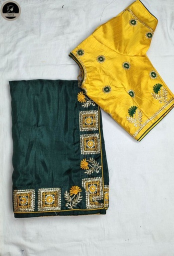 Ready To Wear Fancy Silk Saree, Green Colour Body with Designed Blouse Attached for Occassional Wear
