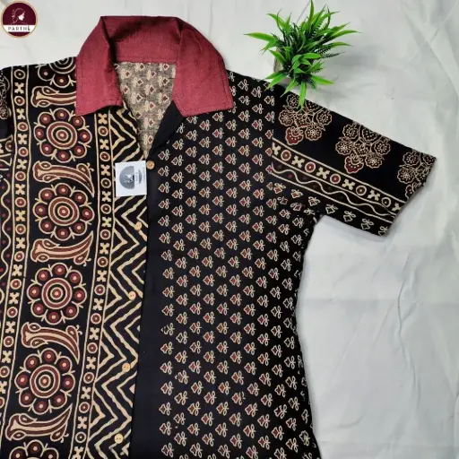 Ajrakh Handloom Cotton Printed Shirt for Women-Ethnic Casual & Office Wear (Free Size)