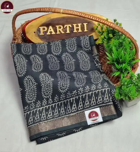 Maheshwari Eco Silk Saree – Grey Color (Vegetable Dyed)